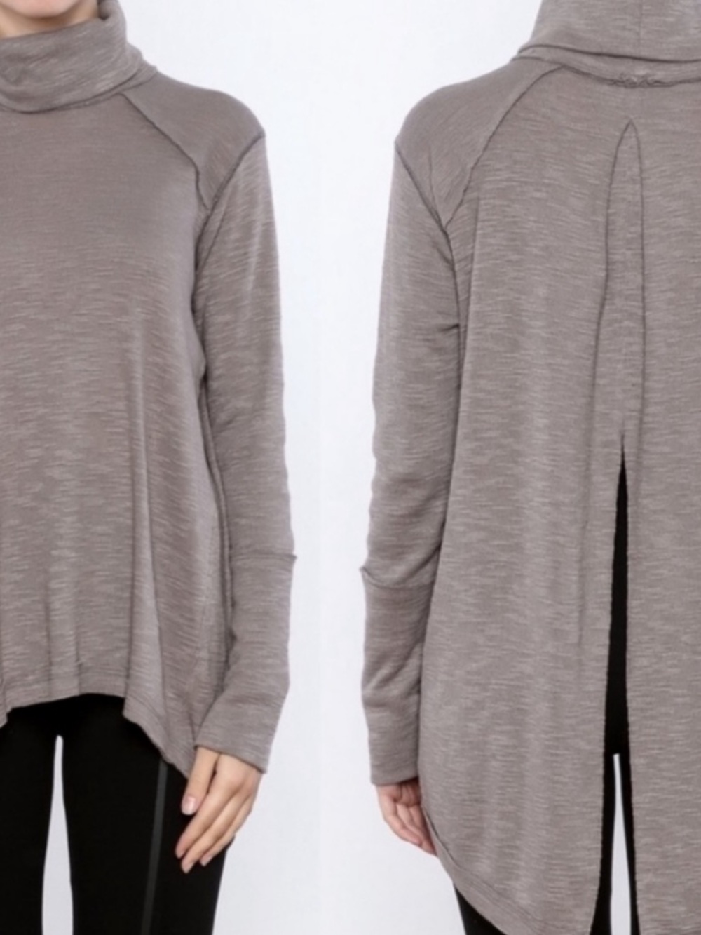 Free People We The Free Turtleneck Split Back Ribbed Tunic Top Small